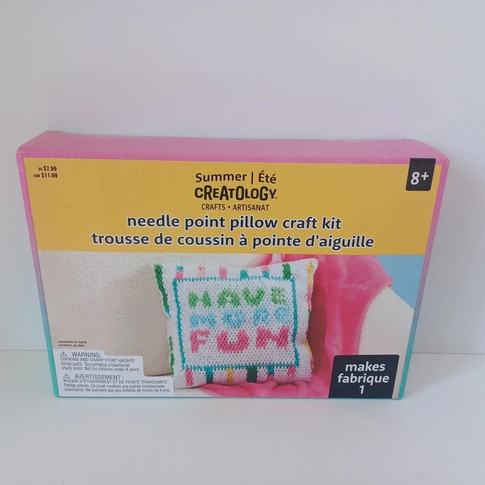 NEW Summer Creatology Needle Point Pillow‎ Craft Kit Gift for Kids Ages 8+